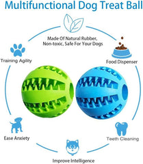 Pets Dog Treat Toys – Rubber Ball with Food Dispensing & Tooth Cleaning, 2 Pack