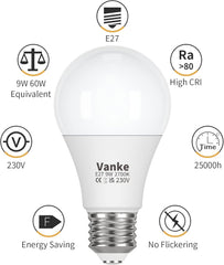 E27 LED Screw Bulb 9W 2700K Warm White 806 Lumen Pack of 3
