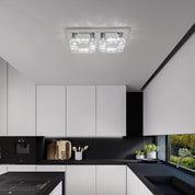 Rectangular Crystal LED Ceiling Chandelier Flush Mount 3-Color Change