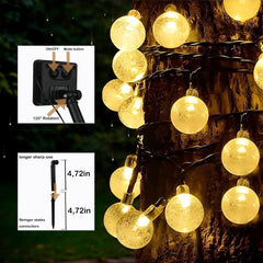 Solar LED String Lights - 100 Crystal Ball Fairy Lights 72ft