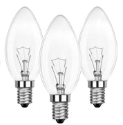 3-Pack E14 SES Candle Light Bulbs, 40W Dimmable C35 Small Edison Screw Bulbs, Clear Glass, Warm White 2700K, 230V for Home and Decorative Fixtures