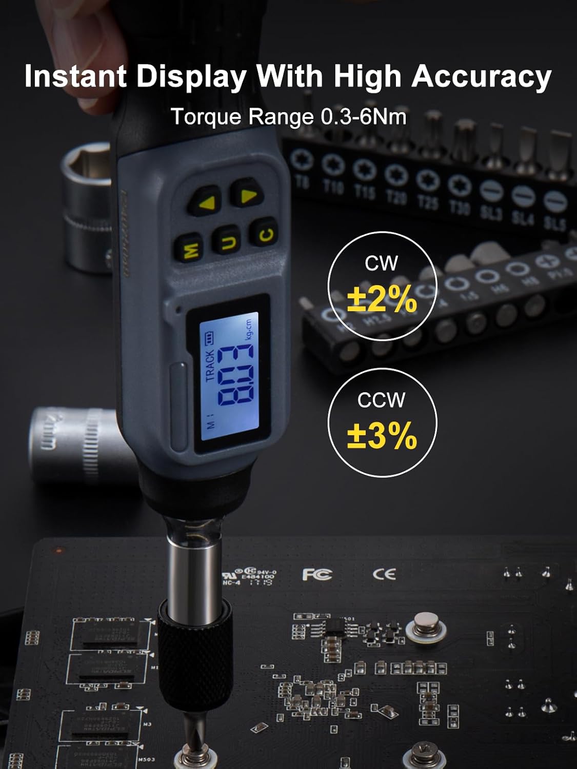 Digital Torque Screwdriver 0.3-6 Nm 27-in-1 Set