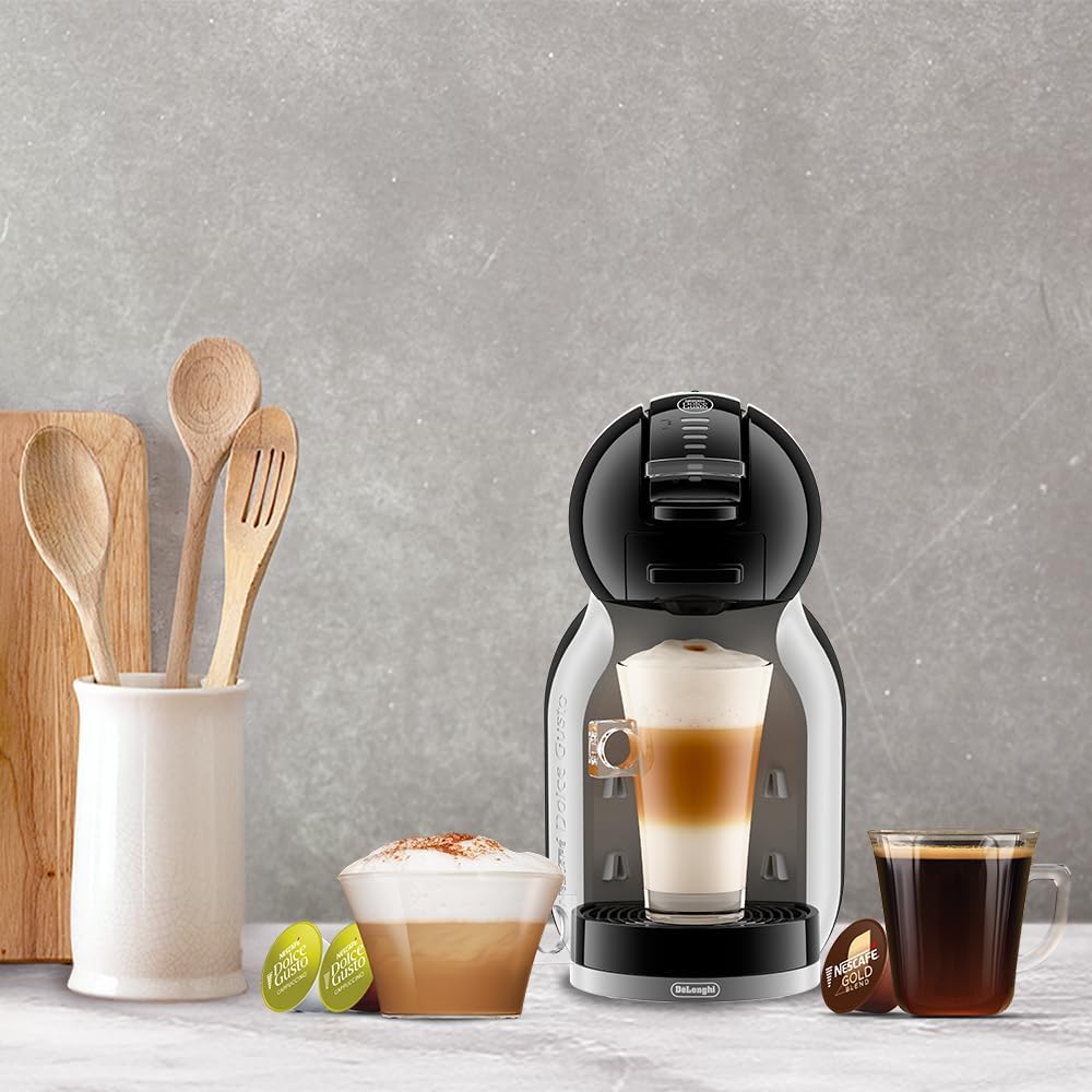 De'Longhi Mini Me EDG155.BG Pod Coffee Machine – Automatic Espresso, Cappuccino & Hot Drinks Maker – Black & Arctic Grey