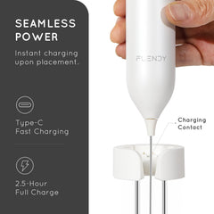 Rechargeable Milk Frother Handheld USB-C Stand Electric Coffee Whisk
