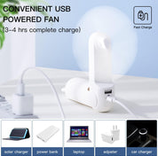 Portable Handheld Fan with 4500mAh Powerbank, Folding Mini USB