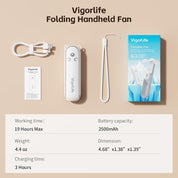 Mini Handheld Fan,USB Rechargeable 3 IN 1 Personal Cooler Fans with Power Bank,LED Flashlight,Small Foldable Pocket Fan-Travel & Emergency Essentials for Outdoor Portable Cooling Fan (White)