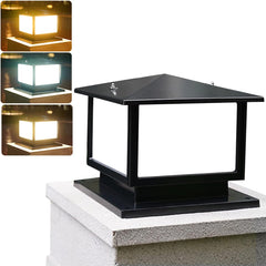 12W LED Vintage Outdoor Garden Post Light, Black Aluminum, Waterproof, 3 Color Options