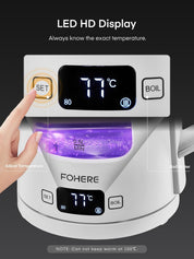 1.7L Glass Electric Kettle with 5 Temperature Control, 2200W Fast Boil, Keep Warm, Auto Shut-Off & LED Lights – White