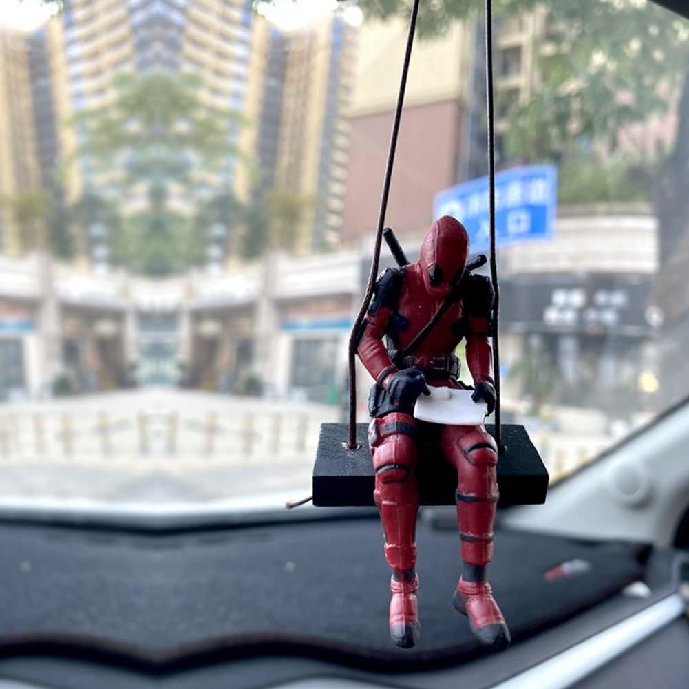 Deadpool Car Rear View Mirror Hanging Ornament – Funny Micro Landscape Decor Gift