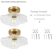 Modern Flush Mount Ceiling Light Fixture - E27 Clear Glass Shade 240V