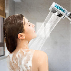 High Pressure Shower Heads, Handheld Turbo Fan Shower with Filters Vortex Hydro Jet Turbo Propeller 360 Degrees Rotating Shower Head(Blue)