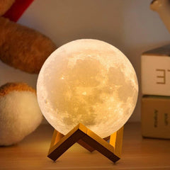 Moon Lamp 2024 Upgrade, 3D Printed, 16 Colors, Timing, Wooden Stand, Remote & Touch Control, USB Rechargeable, Gift for All Ages