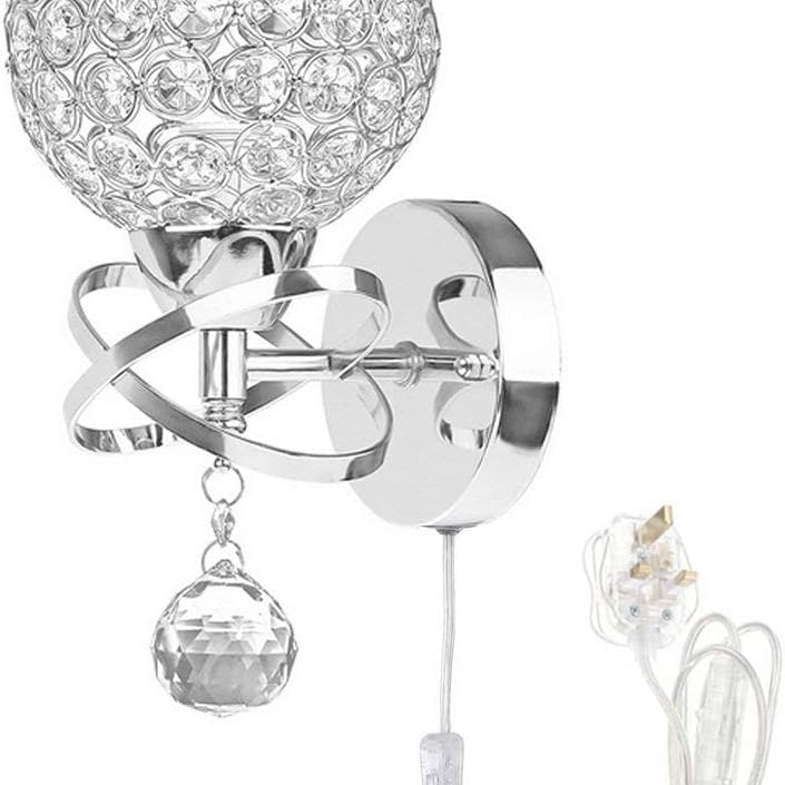 Wall-mounted light fixture with crystal ball design on a white background