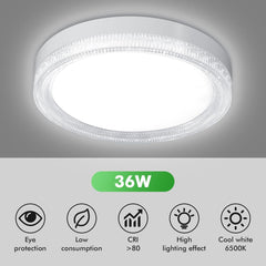 36W Round LED Panel Ceiling Light, Ultra Slim Flush Mount Modern Lighting Fixture, Cool White 6000K for Bedroom, Kitchen, Office, Living Room