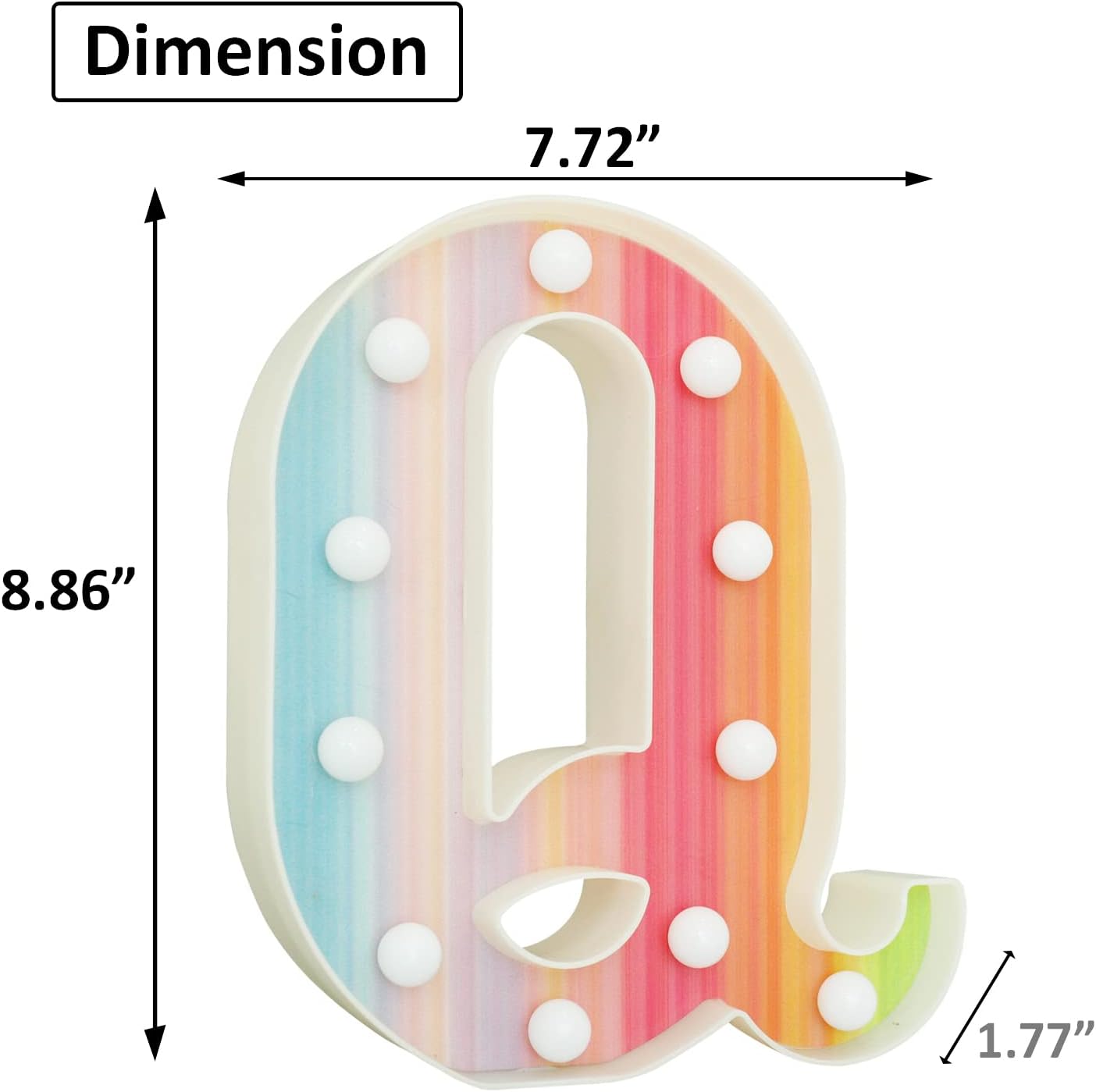 Rainbow LED Letter Light Q 16 Color Remote