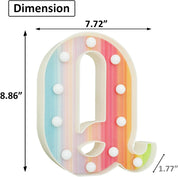 Rainbow LED Letter Light Q 16 Color Remote