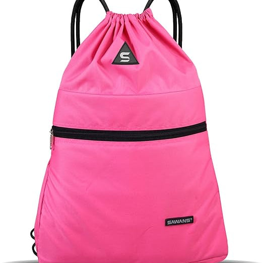 Drawstring Gym Sport Bag – Waterproof Zipper Backpack for Travel, School & Hiking