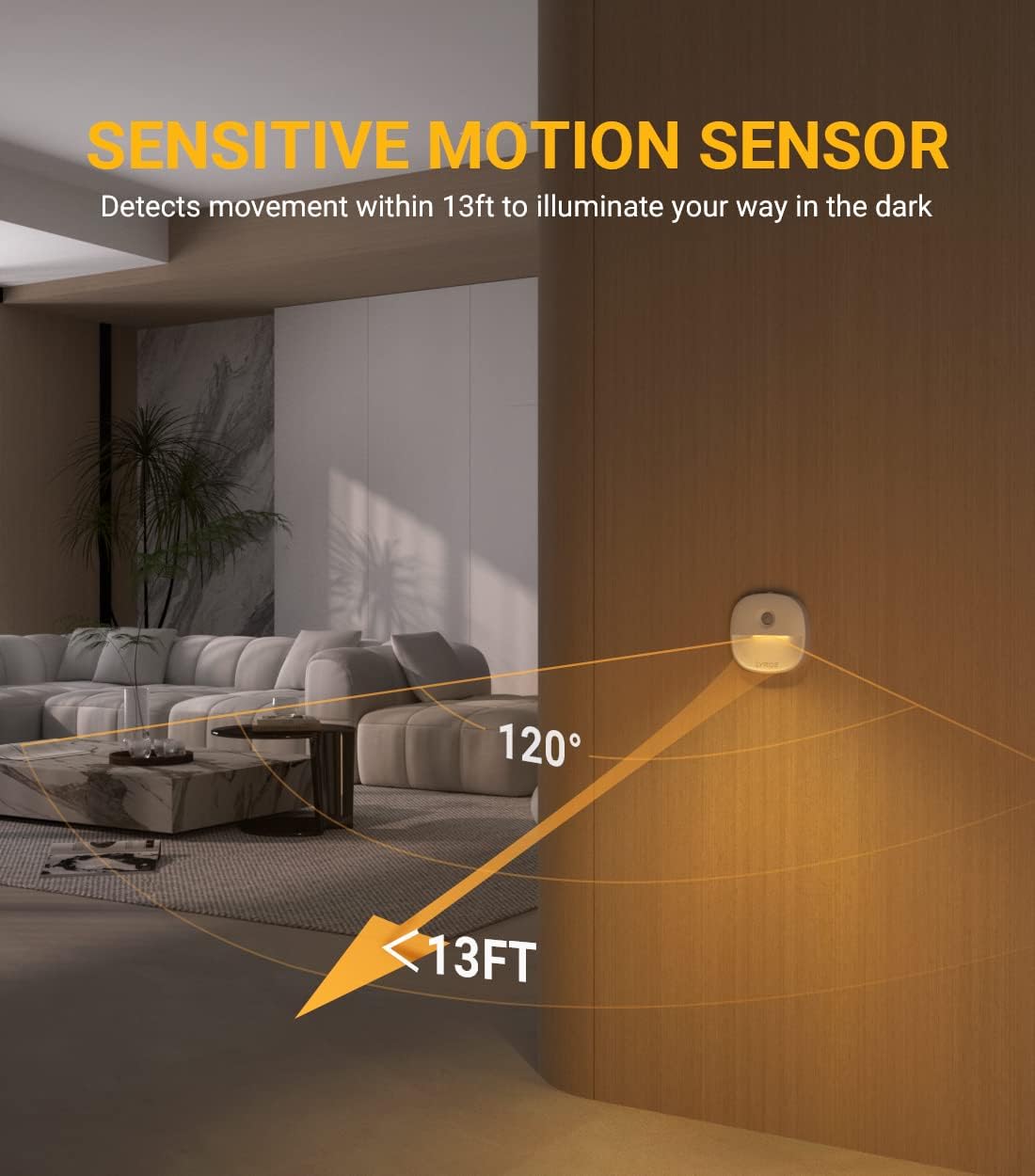 Motion Sensor Night Lights 3 Pack USB Rechargeable Indoor LED Lamps
