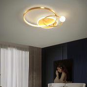Modern LED Dimmable Ceiling Lamp with Remote Control, Gold Pendant Light 42cm for Bedroom, Kids Room, Dining Room, Kitchen, Office