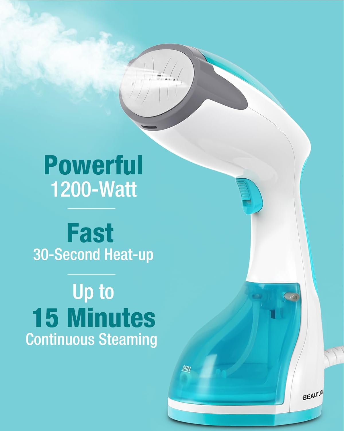 Portable Clothes Steamer 1200W Fast Heat Auto-Off