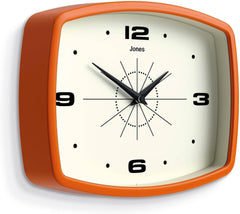 Retro Movie Wall Clock 25cm – Orange Rectangular Design for Kitchen, Living Room, Office