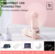 Portable Handheld Fan with 4500mAh Powerbank – Pink