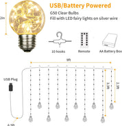 Wishing Ball Curtain Lights 200 LED Warm White Fairy String Lights with Remote