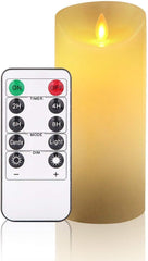 Flameless Candles 300 Hour Decorating Pillars, Set of 3, 10 Buttons Remote Control with 24 Hour Timer Function (3 * 1, Ivory)