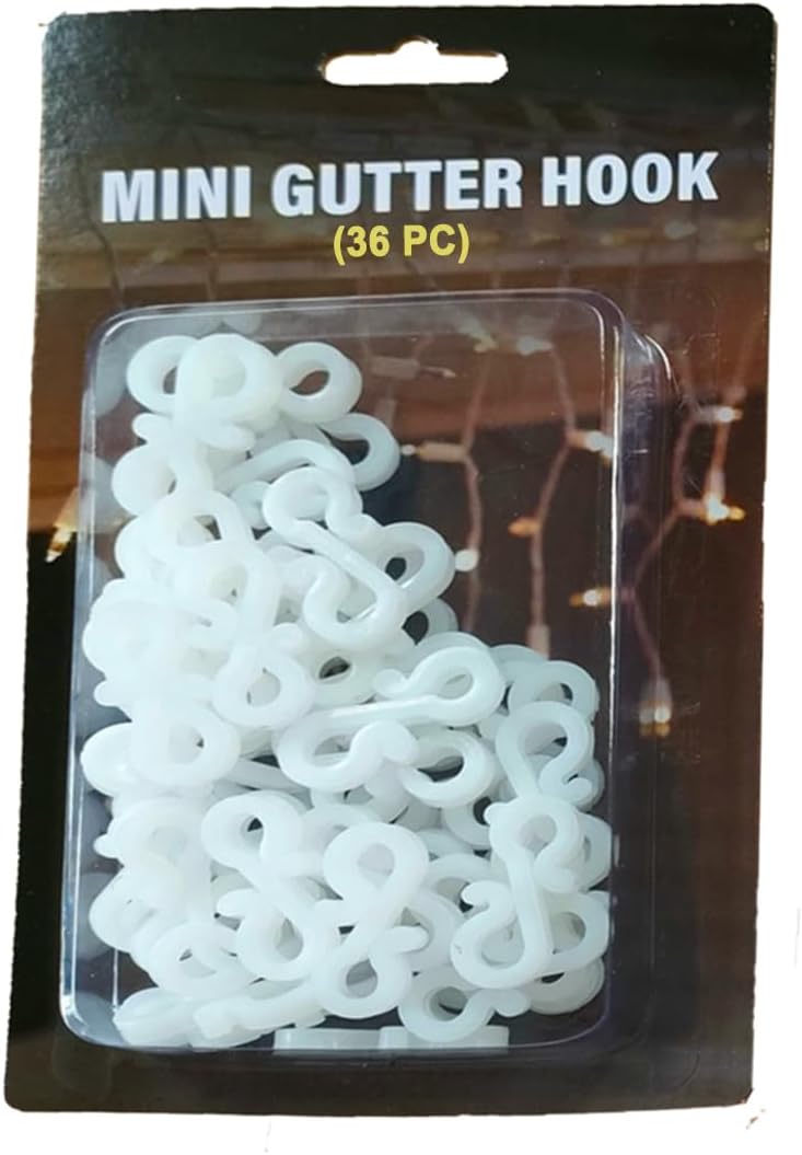 SUL Mini Gutter Hooks - Outdoor Holiday Light Clips | Secure Outdoor Christmas and Garden Decorations, String Lights, Seasonal Fairy Lights, and Icicle Lights (Pack of 50)