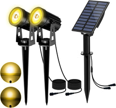 Solar Lights Outdoor Garden, Set of 2 Solar Garden Lights 1-LED 3000K Warm White Garden Lights Solar Powered Waterproof for Pathway Patio Gate Fence Garden Yard Driveway Porch Walkway