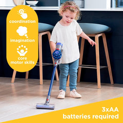 Casdon Dyson Cordless Toy Vacuum Cleaner – Interactive, Realistic Role-Play Hoover for Kids Aged 3+, Official Licensed Blue Toy