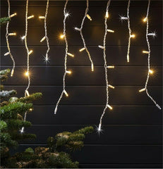 Snowing Effect 200 LED Battery Operated Fairy String Light Window Curtain Hanging Indoor Outdoor 8 Modes Holiday Lighting Home Festive Xmas Decorations 3.9M (Blue & White)