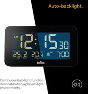 Digital Alarm Clock with Date, Month, Temperature, Negative LCD & Crescendo Beep
