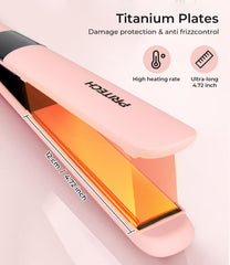 Titanium Hair Straightener with Floating Plates, 5 Heat Settings, Dual Voltage, Pink