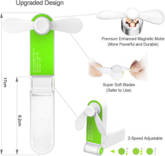 Handheld Fan Mini Electric Hand Held Fans,Hand Fan Rechargeable Portable Folding USB Fans Battery Operated Small Desk Fan Foldable Pocket Quiet Fan for Home Office Travel Outdoor (Green)