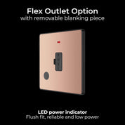 Unswitched Fused Connection Unit with LED Indicator Copper