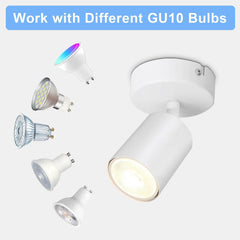 White spotlight with GU10 bulbs on a white background