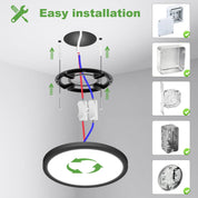 15W 1800LM LED Ceiling Light, Ultra Thin 18cm Round Black Flush Mount Lamp IP44 Waterproof, 3000K/4000K/6500K for Bathroom, Bedroom, Kitchen, Living Room, Toilet, Utility Room