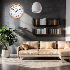 Wood Grain Round Wall Clock – Silent Non-Ticking Vintage Design for Home Rooms