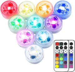 10-Pack Mini Submersible LED Lights – Color-Changing Waterproof Tea Lights with Remote for Aquariums