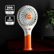 GEEPAS Rechargeable Fan | Mini Portable USB Handheld Fan for Home Office Travel Outdoor Personal Use | 3 Speed Settings 8Hr Run Time | Ultra Quiet Lightweight Air Circulator | 2 Year Warranty Orange