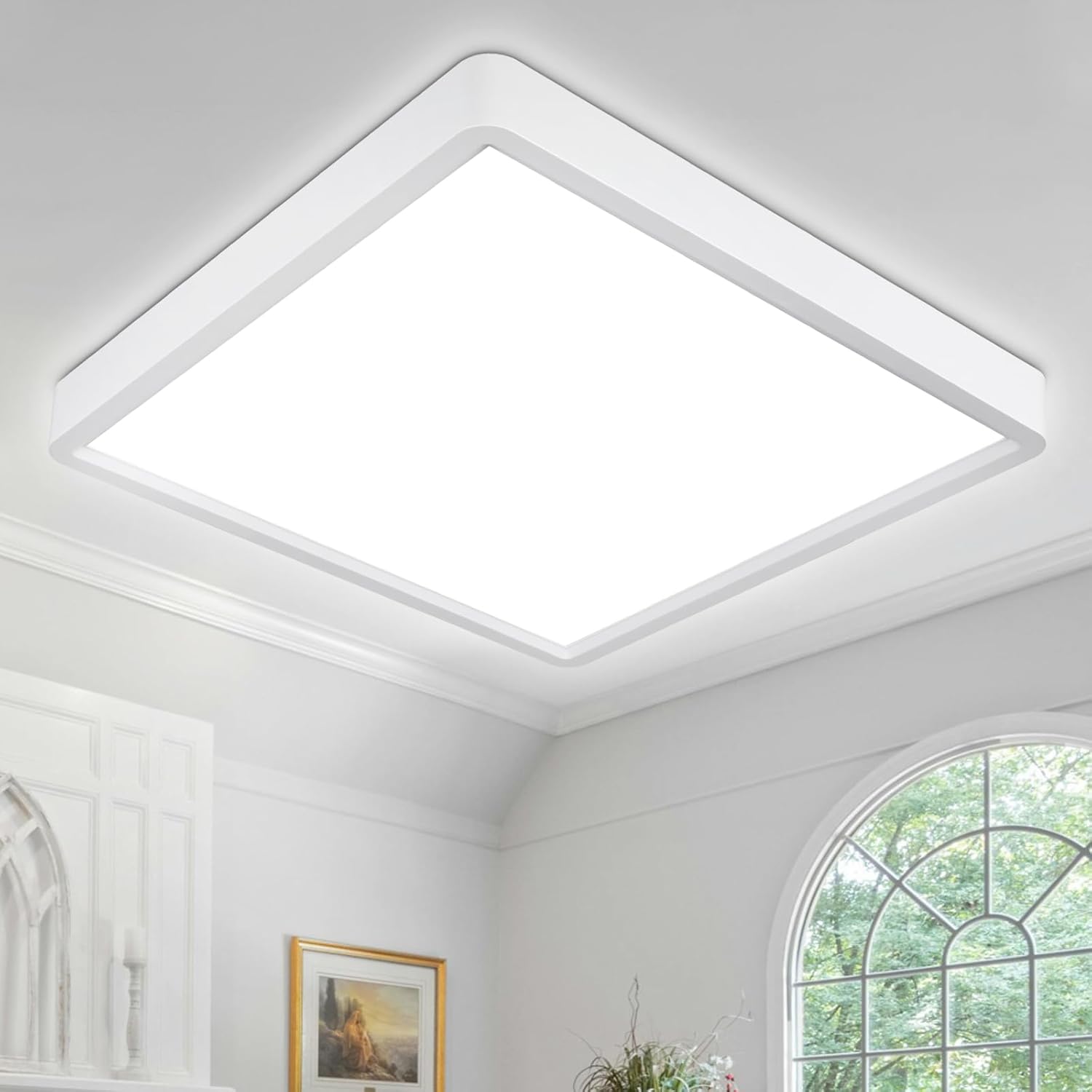 LED Ceiling Light Square, 28W 3200LM, 3 Color Temperature (3000K/4000K/6500K), IP54 Waterproof Flush Mount Light for Bathroom, Bedroom, Kitchen & Hallway