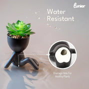 LUNIER Set of 3 Faux Succulent Plants in Porcelain Pots – Small Indoor Desk & Shelf Décor