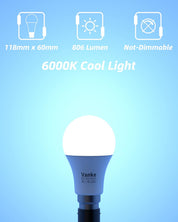 B22 LED Light Bulb 9W 6000K Cool White 6 Pack