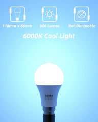 60W Equivalent B22 LED Bulb Cool White 6000K 9W (3 Pack)