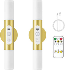 Rechargeable Motion Sensor Wall Sconces with Remote, Gold LED Lamps