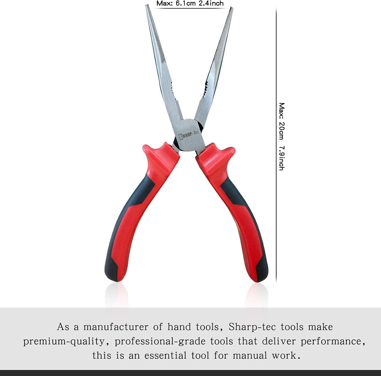 Sharp-tec 200mm Long Nose Pliers with Soft Grip Handles