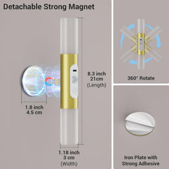 Rechargeable Motion Sensor Wall Sconces with Remote, Gold LED Lamps