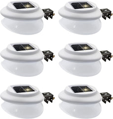 6 Pack Solar Fence Gutter Lights, 9 LEDs, Waterproof Security Lamp for Garden, Wall, & Pathway