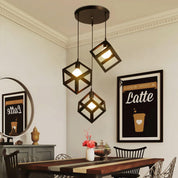 3-Light Cube Pendant Lamp – Modern Retro Chandelier for Bedroom, Living Room & Dining Room